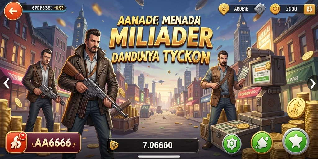Tangkapan layar gameplay AA666 menampilkan keseruan dalam membangun bisnis Tycoon.