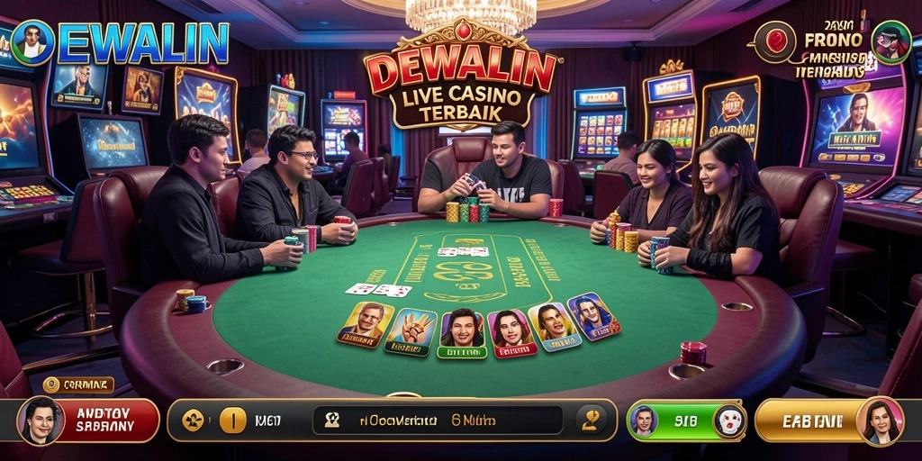 Screenshot DEWALIN menampilkan dealer langsung dan suasana kasino yang mendebarkan.