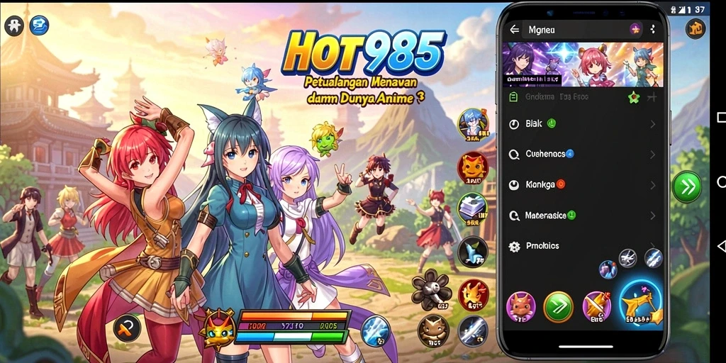 Tampilan gameplay HOT985 yang memukau dan penuh warna.