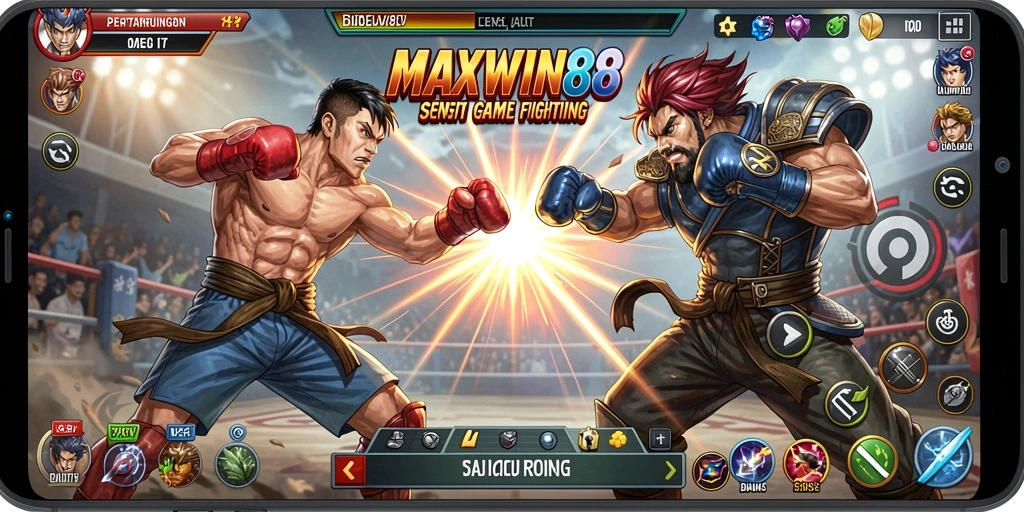 Screenshot gameplay <strong>MAXWIN88</strong> yang menunjukkan pertarungan intens.