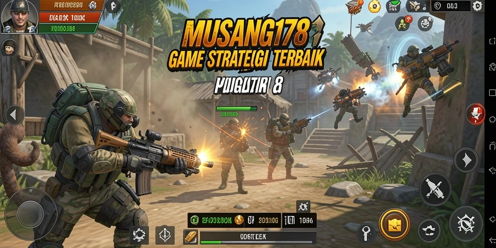 Screenshot gameplay MUSANG178 yang menunjukkan pertempuran strategis yang intens.