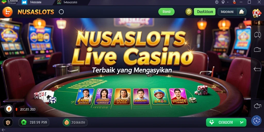 Screenshot gameplay NUSASLOTS menampilkan dealer profesional dalam suasana Live Casino.