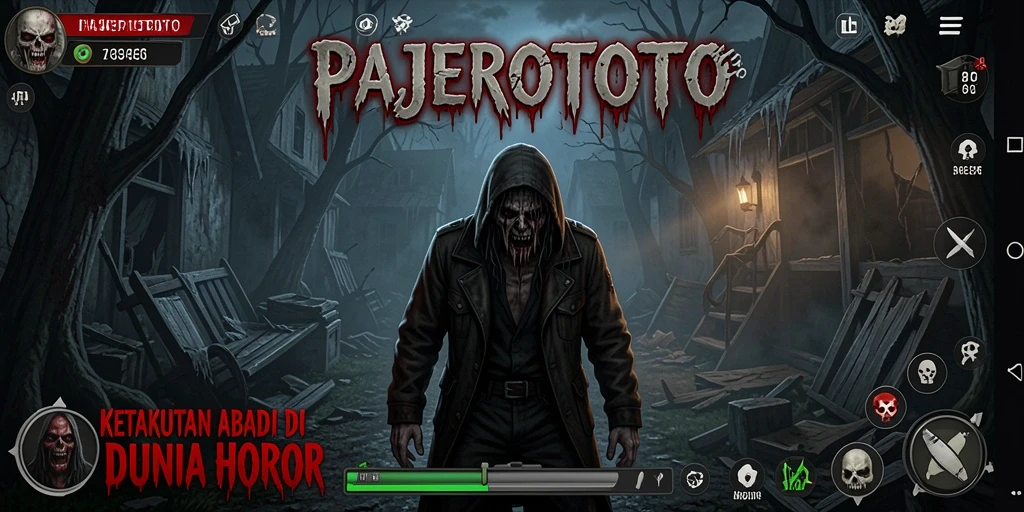 Tangkapan layar gameplay PAJEROTOTO menunjukkan suasana horor yang mencekam.