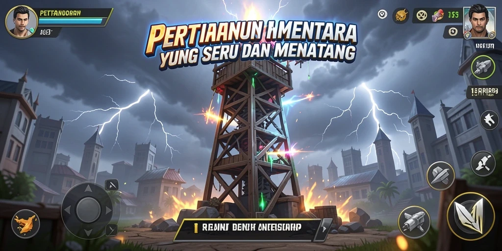 Screenshot utama gameplay Tower Defense PETIRRP yang seru.