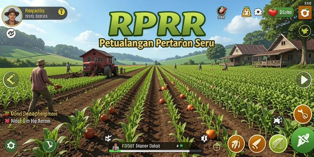 Screenshot utama RPRR menampilkan gameplay seru pertanian yang interaktif.