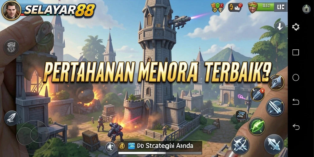 Tampilan seru gameplay SELAYAR88 dalam pertempuran Tower Defense.