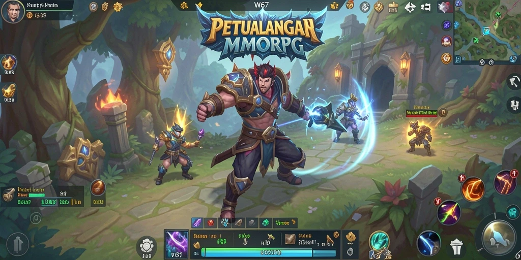 Tampilan gameplay seru dalam W67 menunjukkan pertarungan epik di dunia MMORPG.